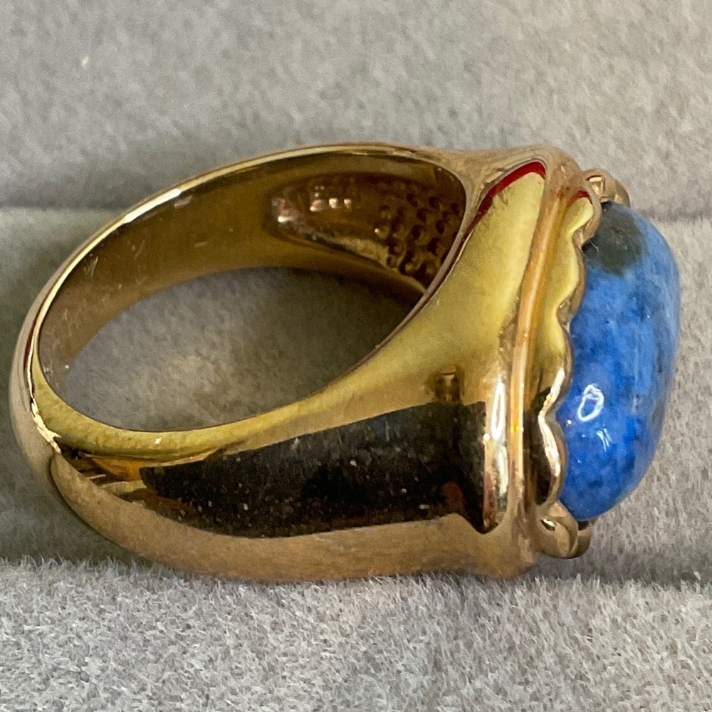 Blue Stone Gold Toned Sterling Silver Ring - Picture 2 of 5